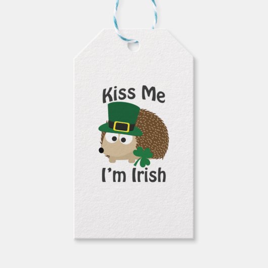 Kiss me Im Irish St Patricks Day Hedégel Cadeaulabel (Voorkant)