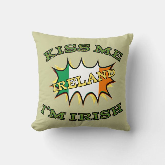 Kiss Me I'm Irish Starburst Flag Kussen (Voorkant)