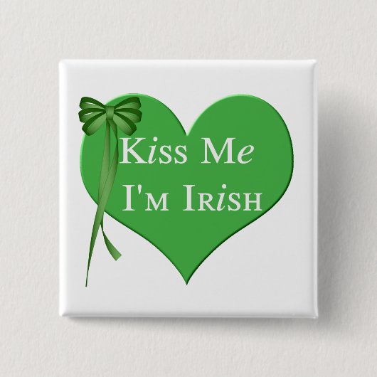 Kiss me Im Irish Vierkante Button 5,1 Cm (Voorkant)