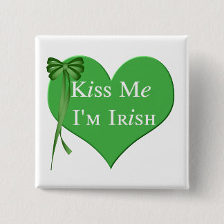 Kiss me Im Irish Vierkante Button 5,1 Cm