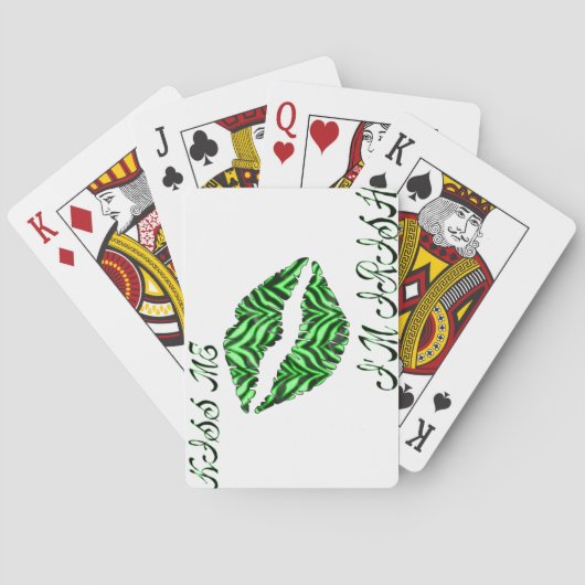 Kiss Me I'm Irish Zebra Afdrukken Pokerkaarten (Achterkant)