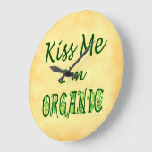 Kiss Me I'm Organic Faux Perkament Wall Clock Grote Klok (Hoek)