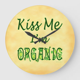 Kiss Me I'm Organic Faux Perkament Wall Clock Grote Klok