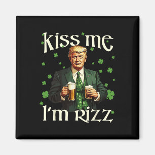 Kiss Me I'm Rizz Trump St Patrick's Day Ierse gelu Magneet