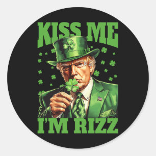 Kiss Me I'm Rizz Trump St Patrick's Day Ierse gelu Ronde Sticker