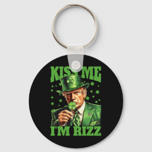 Kiss Me I'm Rizz Trump St Patrick's Day Ierse gelu Sleutelhanger