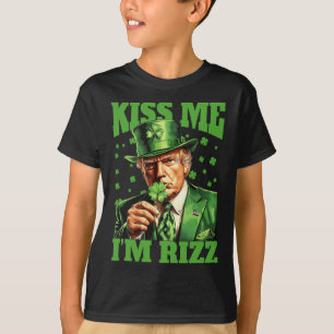Kiss Me I'm Rizz Trump St Patrick's Day Ierse gelu T-shirt