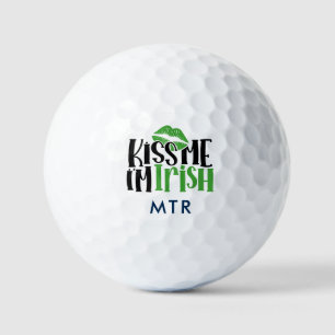 Kiss Me In Iers Shamrock Monogram Lucky Funny Golfballen