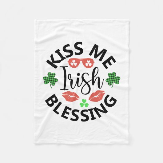 Kiss me Irish Blessing Fleece Deken (Voorkant)