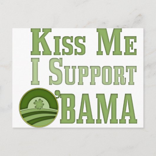 Kiss Me Irish Obama Briefkaart (Voorkant)