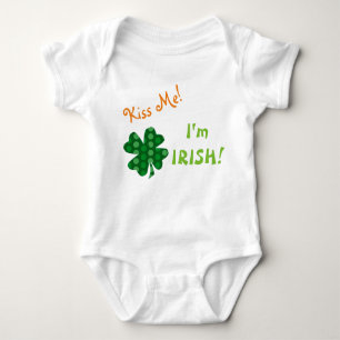 Kiss Me Irish Polkadot Shamrock Romper