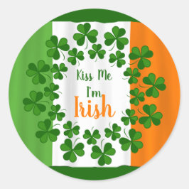 Kiss Me Irish Shamrocks Ireland Flag Sticker