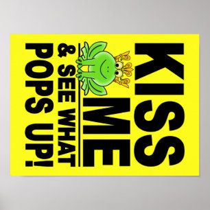 KISS ME Kikker poster, aanpasbaar Poster