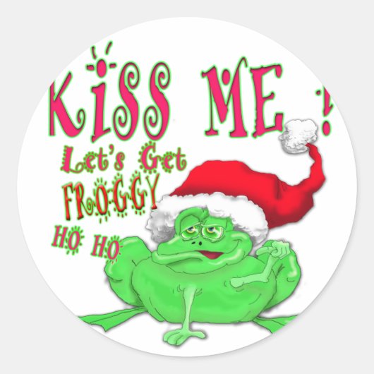 Kiss me laat Froggy pakken Ronde Sticker (Voorkant)
