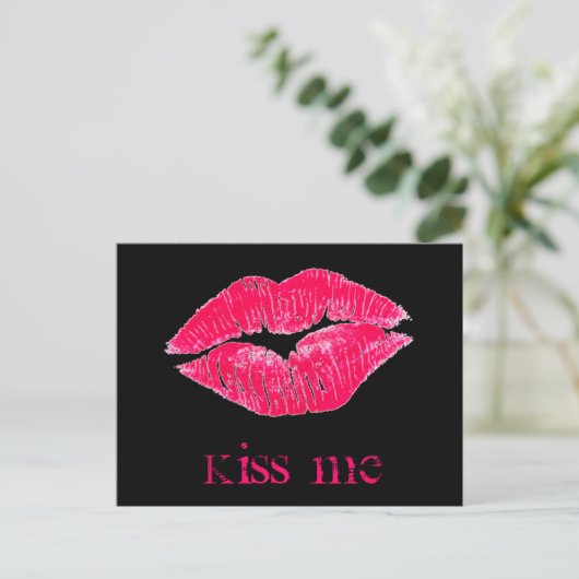 Kiss me Lips Briefkaart (Staand voorkant)