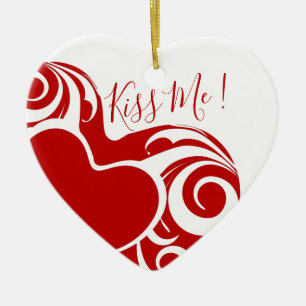 Kiss Me Love Heart Valentijns Decor Keramisch Ornament
