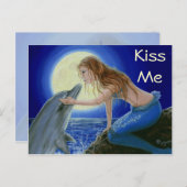 Kiss Me Mermaid en Dolphin Fantasy briefkaart (Voorkant / Achterkant)