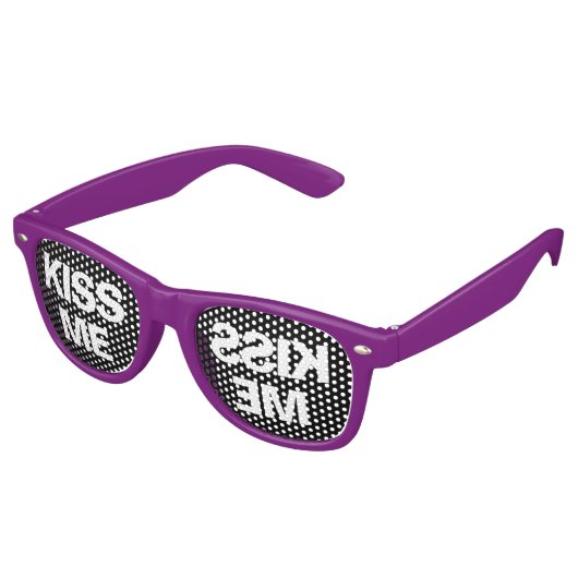 Kiss Me Party Shades Funny Trendy Retro Halftone Retro Zonnebril (Gekanteld)