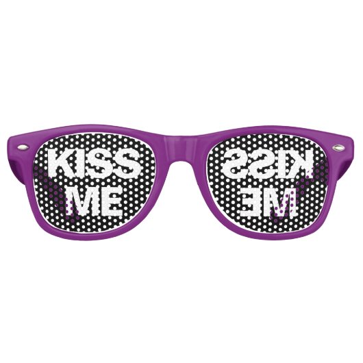 Kiss Me Party Shades Funny Trendy Retro Halftone Zonnebril (Voorkant)