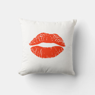 Kiss Me Red Lipstick Print Kussen Pas het aan!