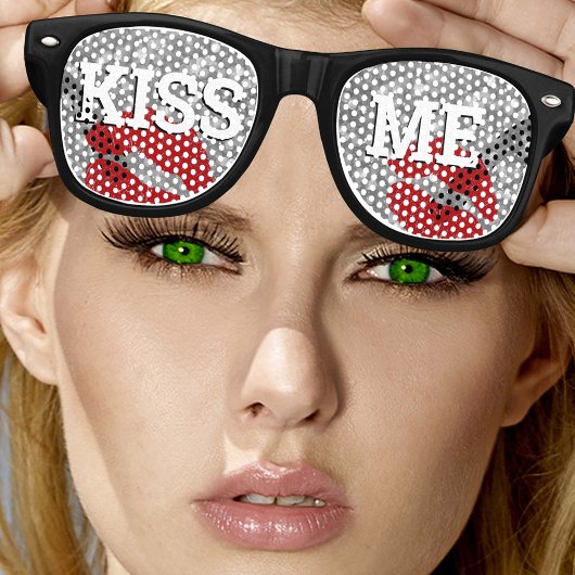KISS ME retro Shades / Fun Party Sunbril Silver Retro Zonnebril