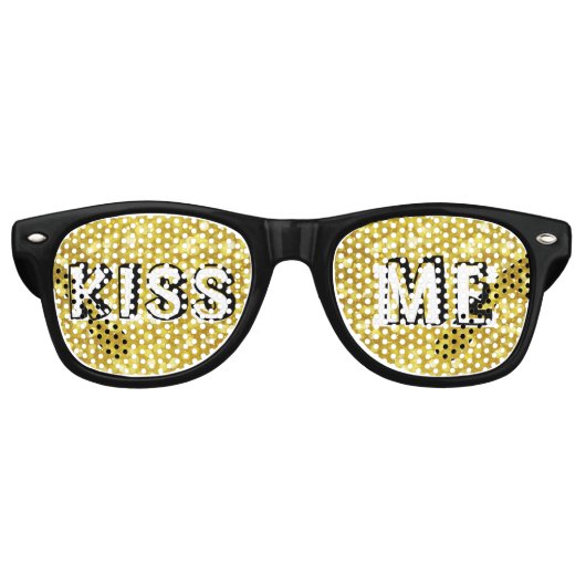 KISS ME retro Shades golden / Fun Party Sunbribril Retro Zonnebril (Voorkant)