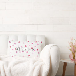 KISS ME Roze Waterverf Stippen Sweet Valentijn ple Kussen
