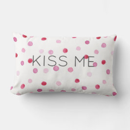 KISS ME Roze Waterverf Stippen Sweet Valentijn ple Kussen