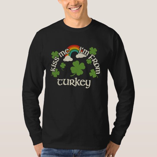 Kiss Me Shamrock  Funny St Patrick's Day Turkey T-shirt (Voorkant)
