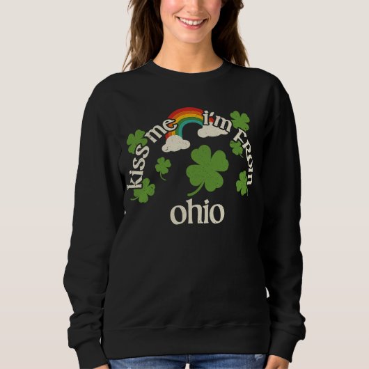 Kiss Me Shamrock  State St Patrick's Day Ohio Trui (Voorkant)