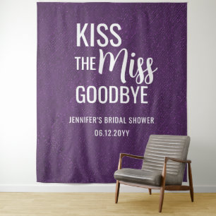 Kiss Miss Goodbye Paars Vrijgezellenfeest Achtergr Wandkleed