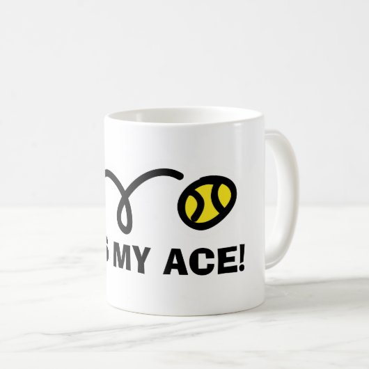 KISS MY ACE funy tennis mokken voor coach en spele (Voorkant rechts)