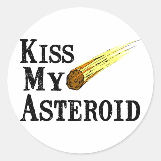 Kiss My Asteroid Ronde Sticker (Voorkant)