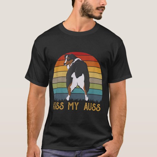 Kiss My Auss Funny Aussie mama Aussie Owner Retro  T-shirt (Voorkant)