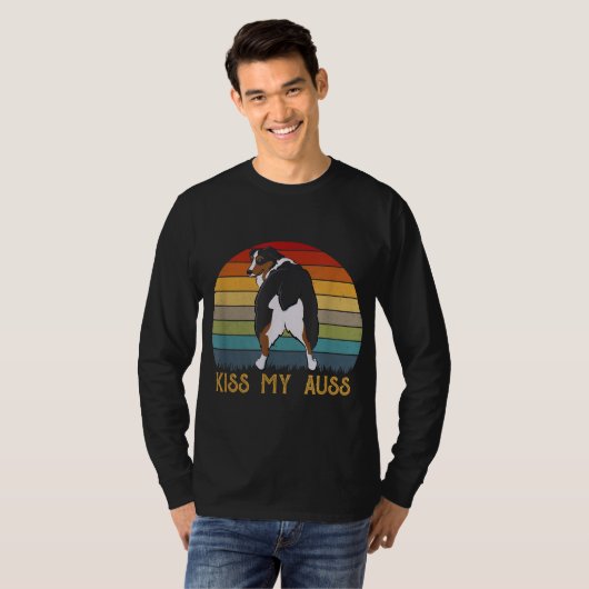 Kiss My Auss Funny Aussie mama Aussie Owner Retro  T-shirt (Voorkant volledig)