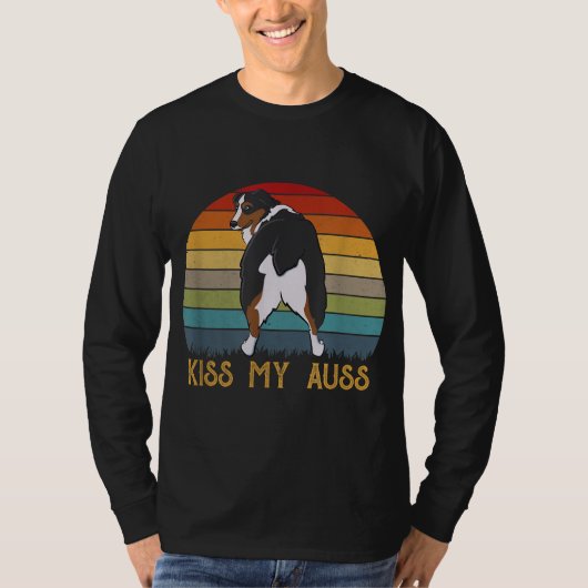 Kiss My Auss Funny Aussie mama Aussie Owner Retro  T-shirt (Voorkant)