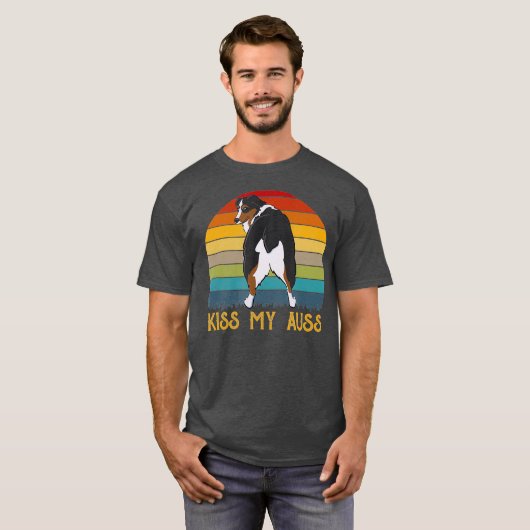Kiss My Auss Funny Aussie mama Aussie Owner Retro T-shirt (Voorkant volledig)
