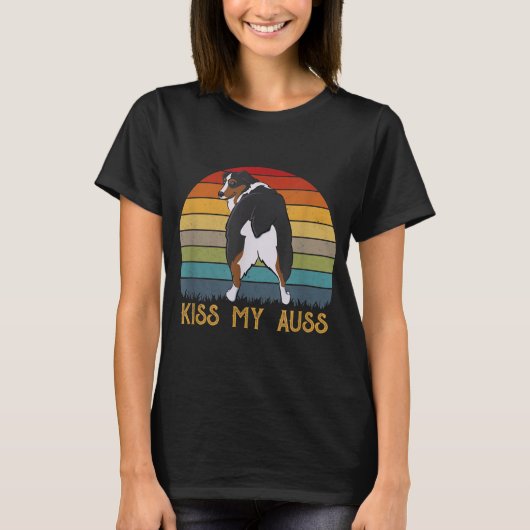 Kiss My Auss Funny Aussie mama Aussie Owner Retro  T-shirt (Voorkant)