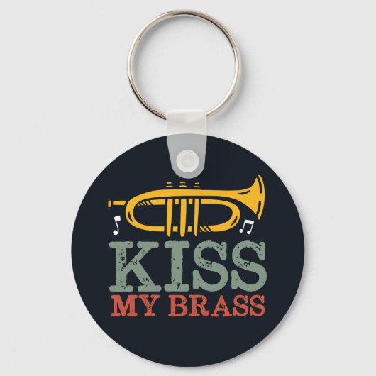 Kiss My Brass Funny Trumpet Player Puns Sleutelhanger (Voorkant)
