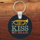 Kiss My Brass Funny Trumpet Player Puns Sleutelhanger (Voorkant)