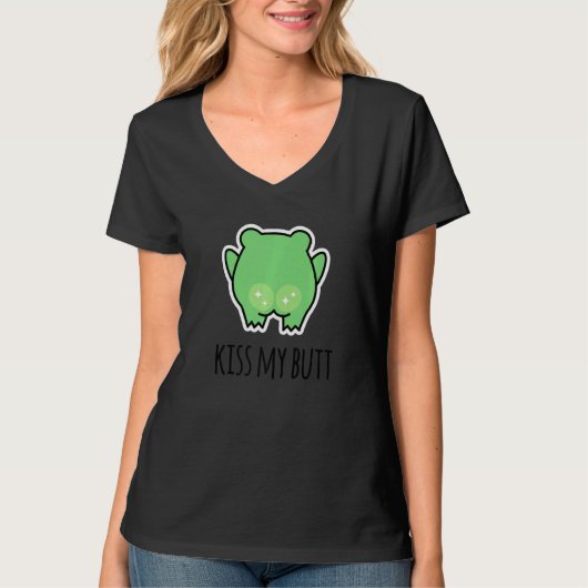 Kiss My Butt Green Frog T-shirt (Voorkant)