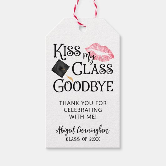 Kiss My Class Goodbye Funny Afstuderen Dank je Cadeaulabel (Voorkant)