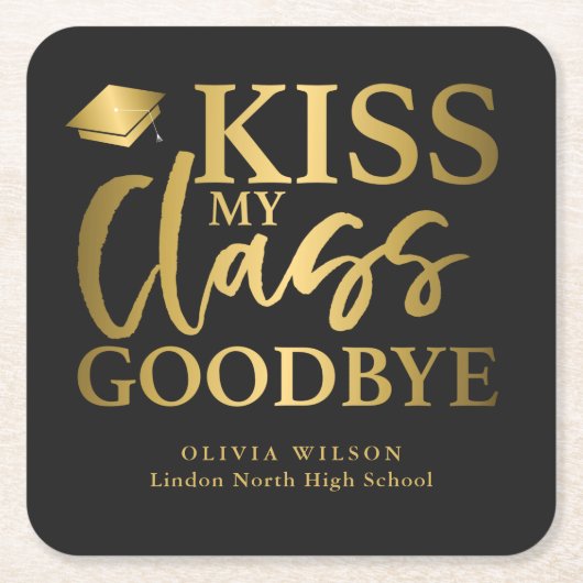Kiss My Class Goodbye Funny Graduation Party Kartonnen Onderzetters (Voorkant)