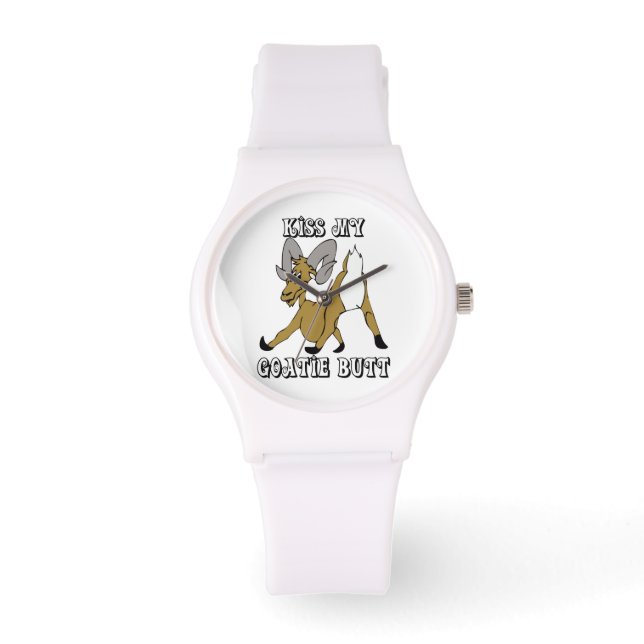 Kiss my Goatie Butt Funny Goat Horloge (Voorkant)