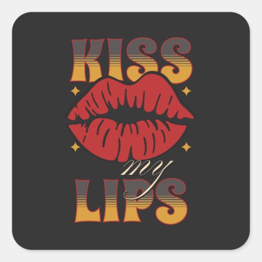 Kiss my Lips - funny shirt - Rock 'N' Roll Postcar Vierkante Sticker (Voorkant)