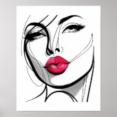 Kiss my Lips Meisje - Line Art Poster (Voorkant)
