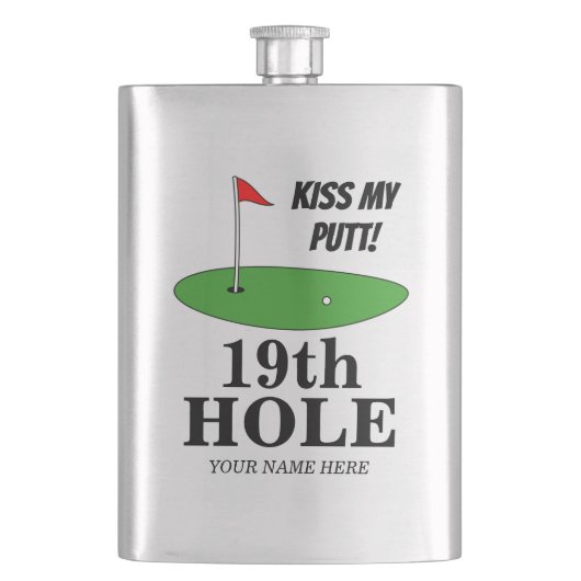Kiss My Putt 19th Hole grappig golfcadeau, aangepa Flacon (Voorkant)