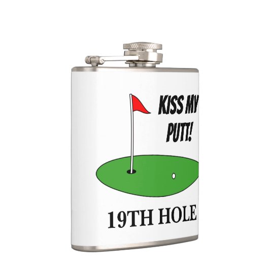 Kiss My Putt 19th Hole grappige drink met golfcade Heupfles (Rechts)