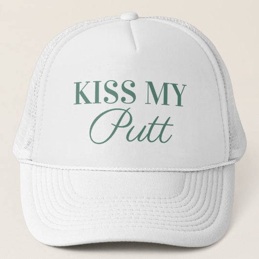 Kiss My Putt Funny Golf Hat Trucker Pet (Voorkant)