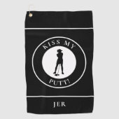 Kiss My Putt Funny Golfer Humor Silhouette Black Golfhanddoek (Voorkant)